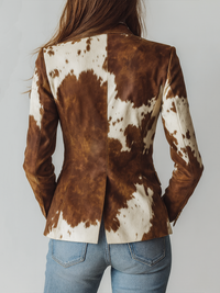 Blazer de Mujer Vintage Ecológico con Estampado de Vaca