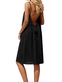 Vestido Mini en Seda Helada de Color Liso con Fruncidos y Espalda Descubierta