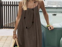 Vestido Mini en Seda Helada de Color Liso con Fruncidos y Espalda Descubierta