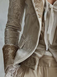 Blazer Sastre de Mujer Marfil Bordado