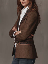 Blazer de Mujer de Espiguilla con Paneles Estampados