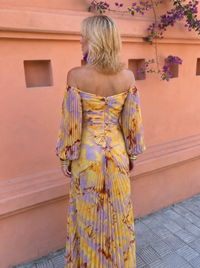 Margherita | Vestido largo floral con escote profundo