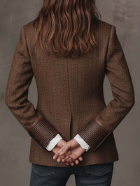 Blazer de Mujer de Espiguilla con Paneles Estampados