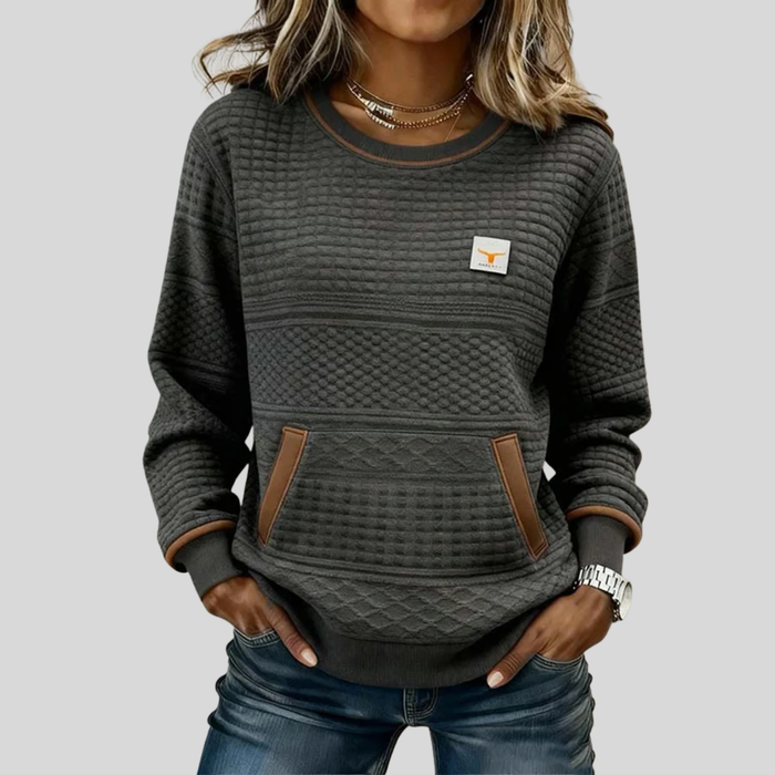 Noelle | Jersey Cuello Redondo Estampado Bloques de Color