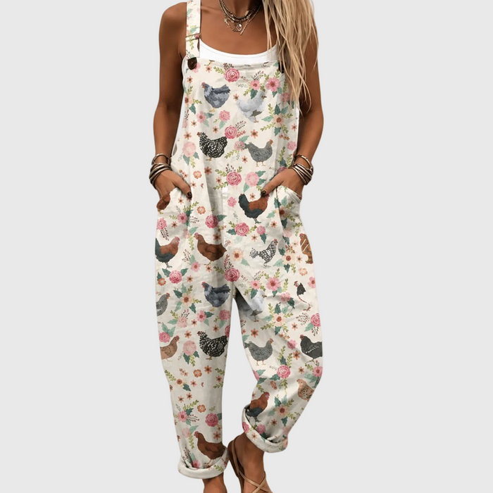 Mono Suave Vintage con Gallinas y Flores