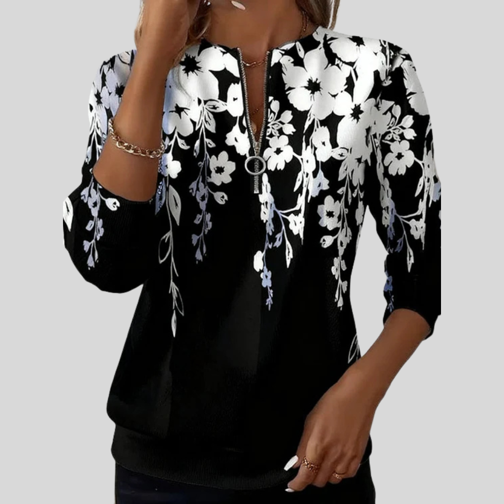 Crimson | Jersey Estampado Floral con Cremallera