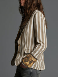 Giulia | Blazer Boho de Rayas con Solapas