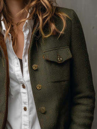 Blazer de Mujer Vintage de Espiguilla con Bordes en Contraste