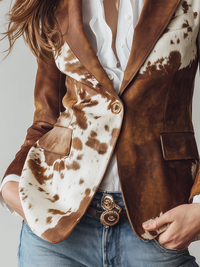 Blazer de Mujer Vintage Ecológico con Estampado de Vaca