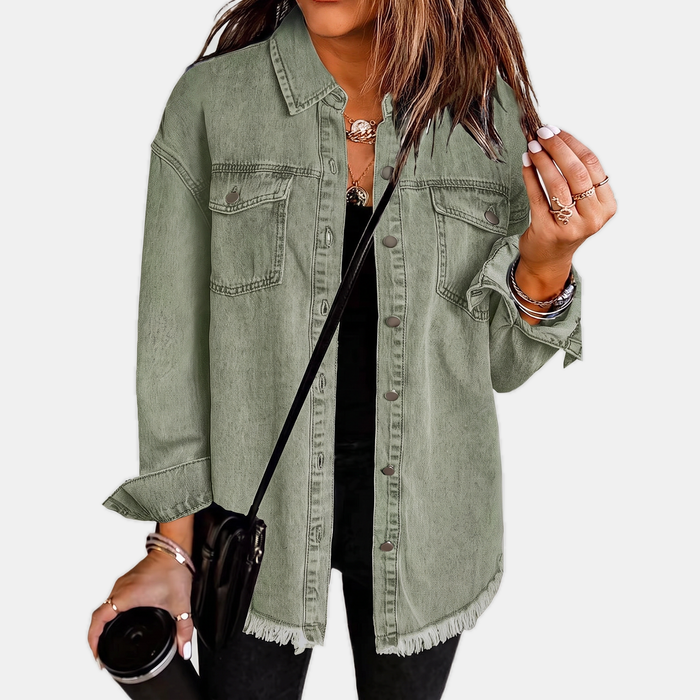 Silvana | Chaqueta Vaquera Desgastada con Dobladillo Deshilachado