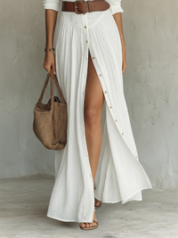 Valeria | Vestido maxi con cuello solapa y manga larga