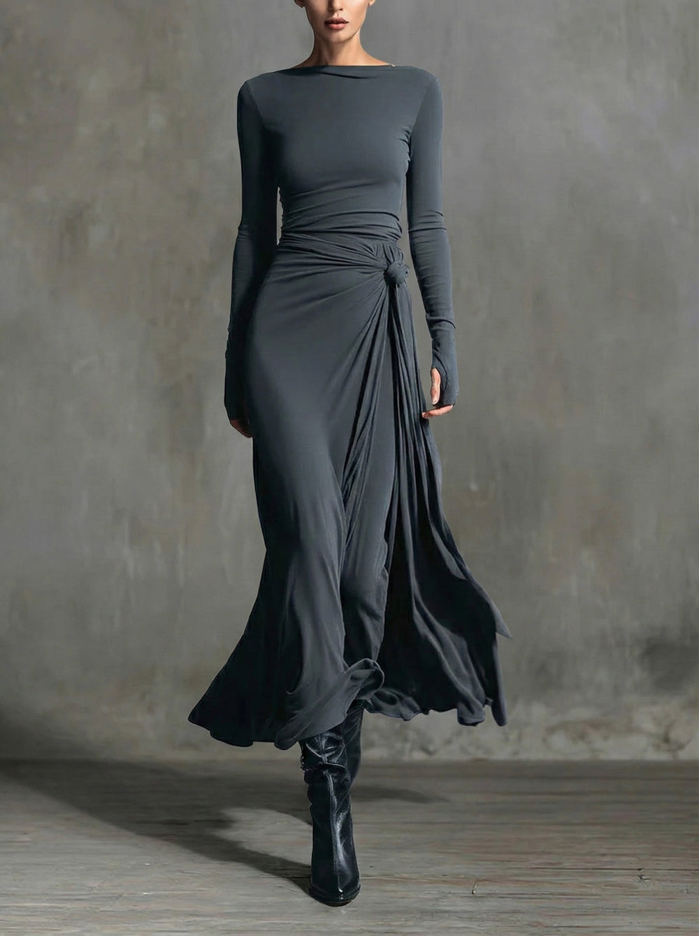 Nadia | Vestido maxi con nudo lateral