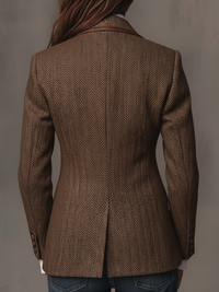 Blazer de Mujer de Espiguilla con Paneles Estampados