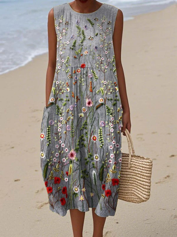 Cara™ | Vestido Midi Flores Silvestres