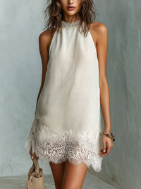 Vestido Mini Halter Off-White Chic