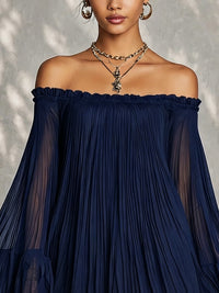 Vestido Mini de Mangas Acampanadas con Volantes y Hombros Descubiertos
