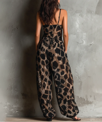Roberta | Mono en Chifón Negro Animal Print