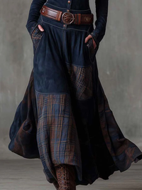 Elisa | Vestido maxi de efecto ante con cinturón