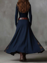 Elisa | Vestido maxi de efecto ante con cinturón