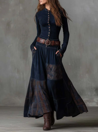 Elisa | Vestido maxi de efecto ante con cinturón
