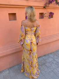 Margherita | Vestido largo floral con escote profundo