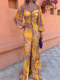 Margherita | Vestido largo floral con escote profundo