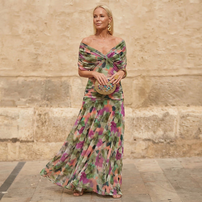 Ignacia™ | Vestido Largo Plisado Floral