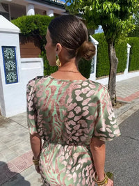 Higinia™ | Vestido Midi Estampado en Tonos Cobre