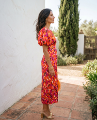 Carla™ | Vestido Midi Floral con Mangas Abullonadas