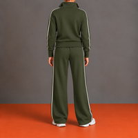 Leonia | Conjunto con Cremallera Descentrada, Cuello Alto y Pantalón Ancho