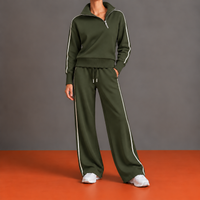 Leonia | Conjunto con Cremallera Descentrada, Cuello Alto y Pantalón Ancho