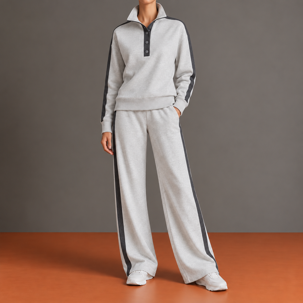 Aureliana | Conjunto con Cuello Abierto con Botones de Presión y Pantalón Ancho