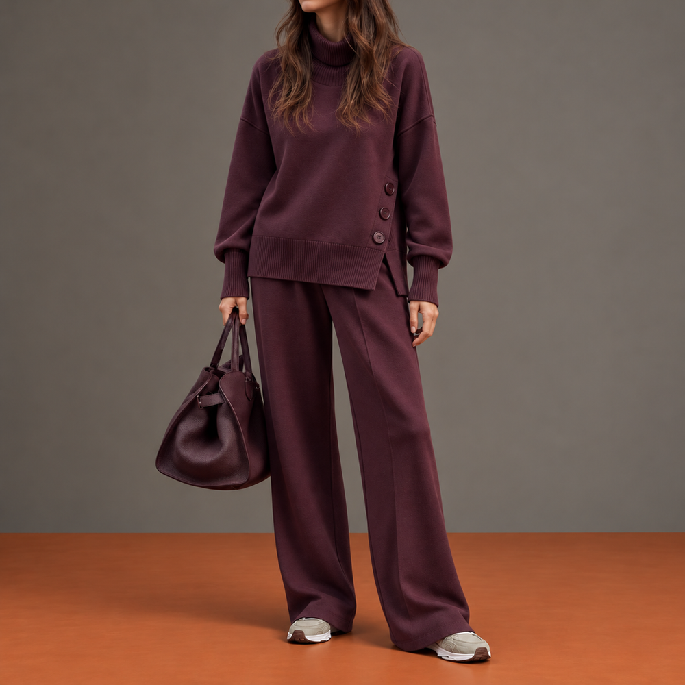 Romilda | Conjunto con Cuello Alto y Abertura Lateral con Botones