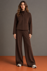 Lavinia | Conjunto con Chaqueta de Cuello Alto y Pantalones Palazzo