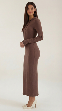 Vestido Maxi Bodycon Marilyn con Capucha Elegante