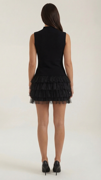 Mini Vestido de Tul Nadia con Cuello Alto