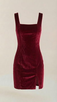 Vestido Corto de Terciopelo Rachelle con Escote Cuadrado