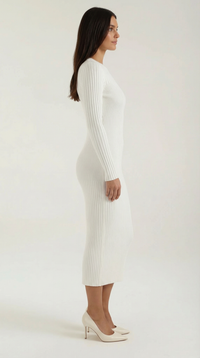 Sheila - Vestido midi ajustado de canalé