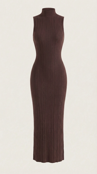 Vestido Sonia midi ajustado de cuello alto