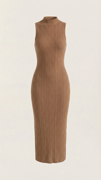 Vestido Sonia midi ajustado de cuello alto