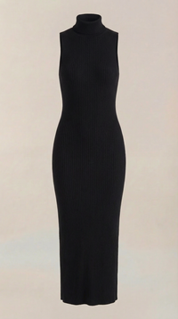 Vestido Sonia midi ajustado de cuello alto