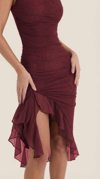 Vestido Midi Ramona con Detalles de Volantes