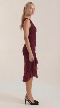 Vestido Midi Ramona con Detalles de Volantes