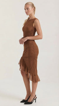 Vestido Midi Ramona con Detalles de Volantes
