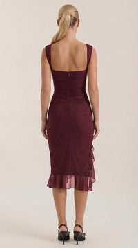 Vestido Midi Ramona con Detalles de Volantes