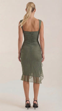 Vestido Midi Ramona con Detalles de Volantes