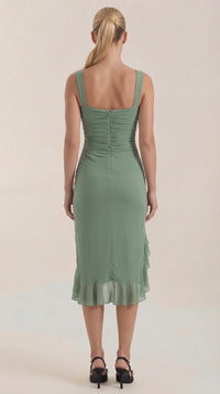 Vestido Midi Ramona con Detalles de Volantes