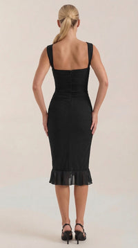 Vestido Midi Ramona con Detalles de Volantes